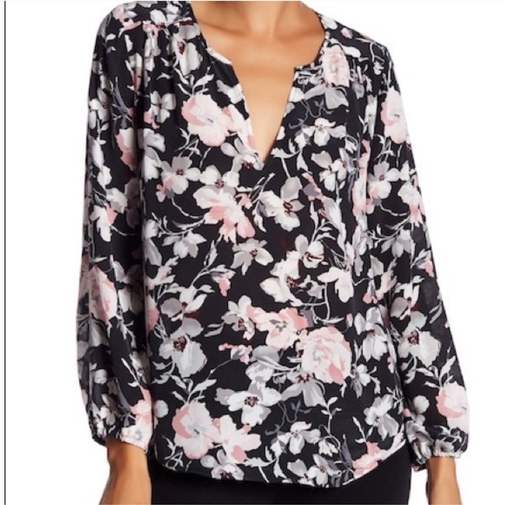 JOIE Odelette Silk Floral Print V-Neck Blouse Size Small